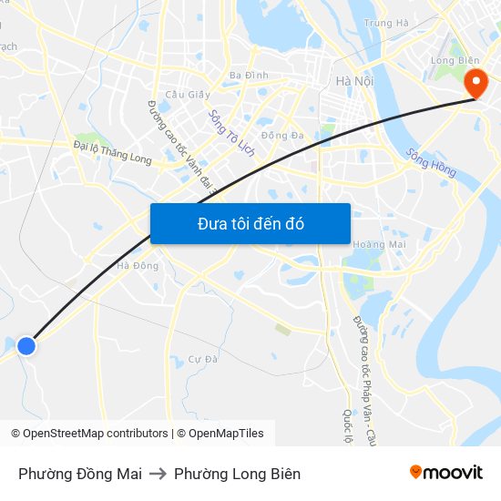 Phường Đồng Mai to Phường Long Biên map