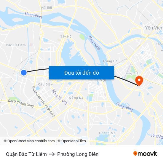 Quận Bắc Từ Liêm to Phường Long Biên map