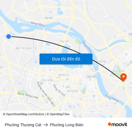 Phường Thượng Cát to Phường Long Biên map