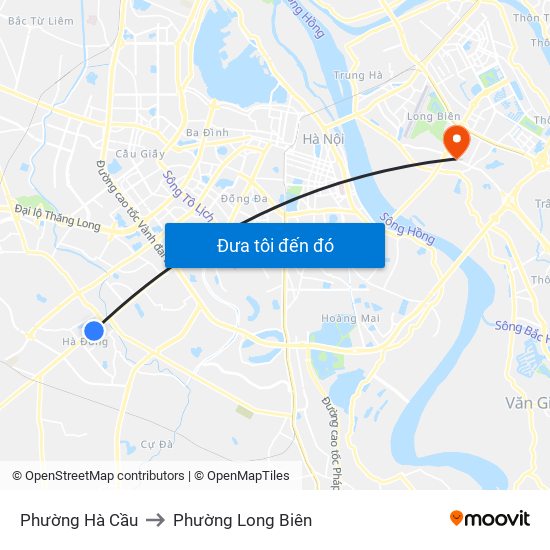 Phường Hà Cầu to Phường Long Biên map
