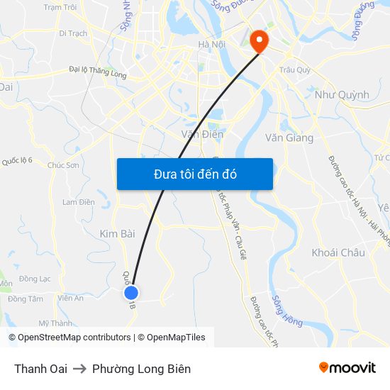 Thanh Oai to Phường Long Biên map