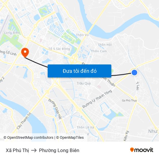 Xã Phú Thị to Phường Long Biên map