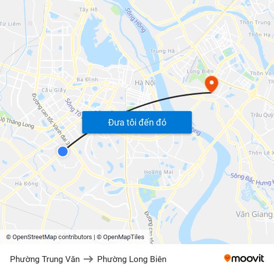 Phường Trung Văn to Phường Long Biên map