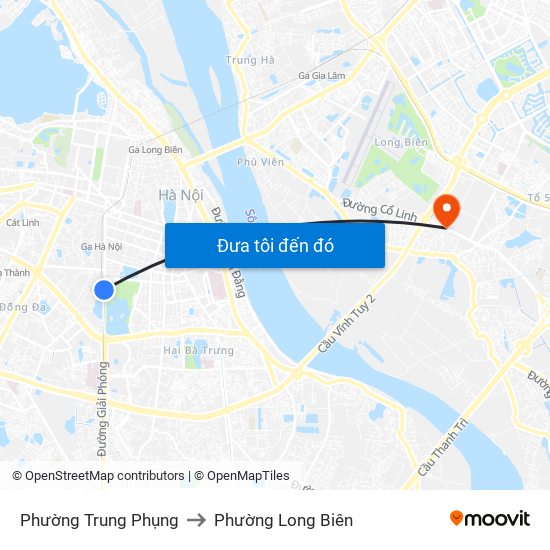 Phường Trung Phụng to Phường Long Biên map