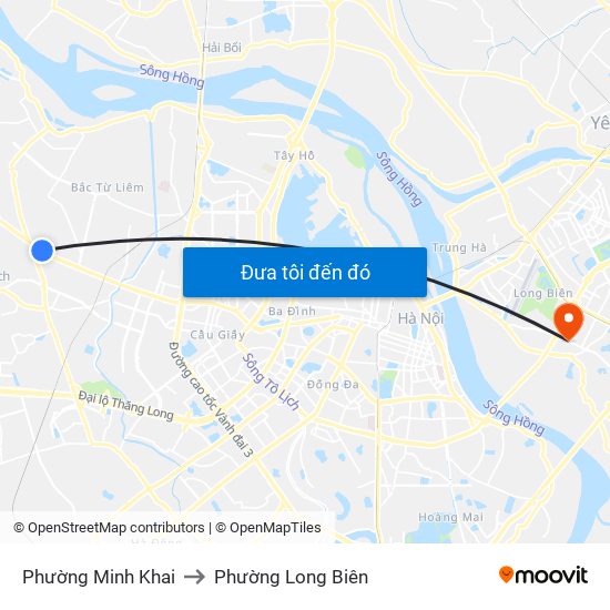 Phường Minh Khai to Phường Long Biên map
