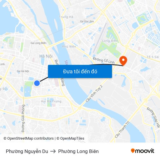 Phường Nguyễn Du to Phường Long Biên map