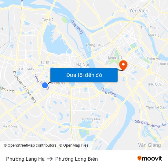 Phường Láng Hạ to Phường Long Biên map