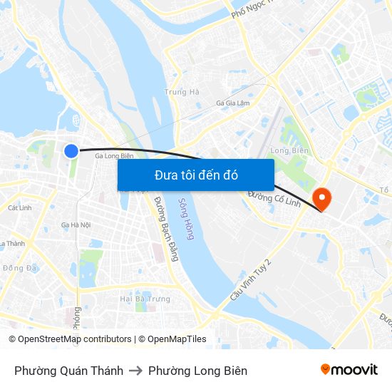 Phường Quán Thánh to Phường Long Biên map
