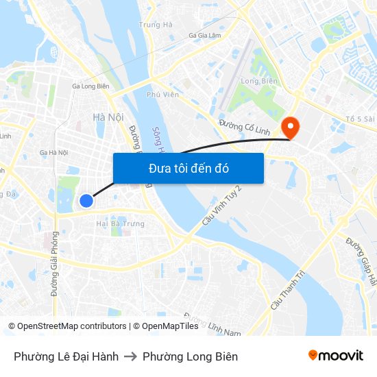 Phường Lê Đại Hành to Phường Long Biên map