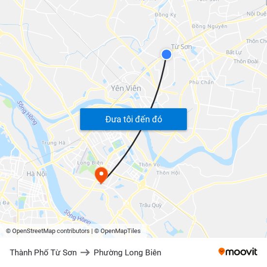Thành Phố Từ Sơn to Phường Long Biên map