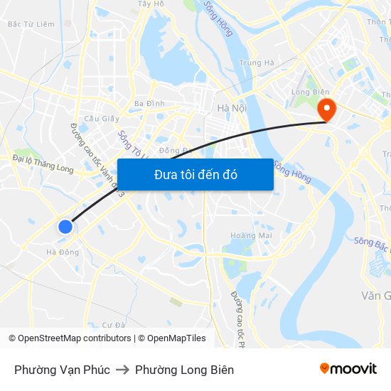 Phường Vạn Phúc to Phường Long Biên map