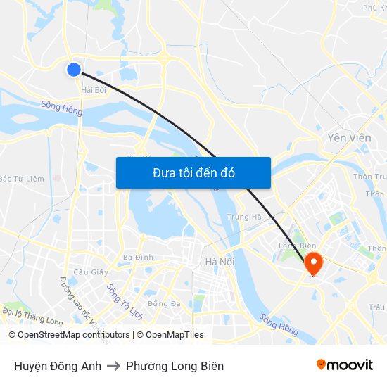 Huyện Đông Anh to Phường Long Biên map