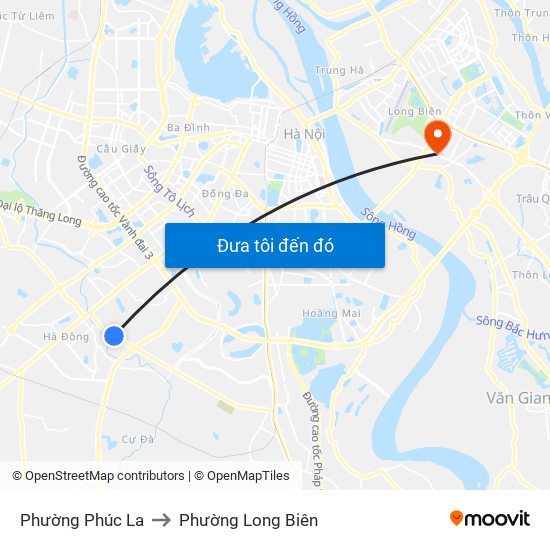 Phường Phúc La to Phường Long Biên map