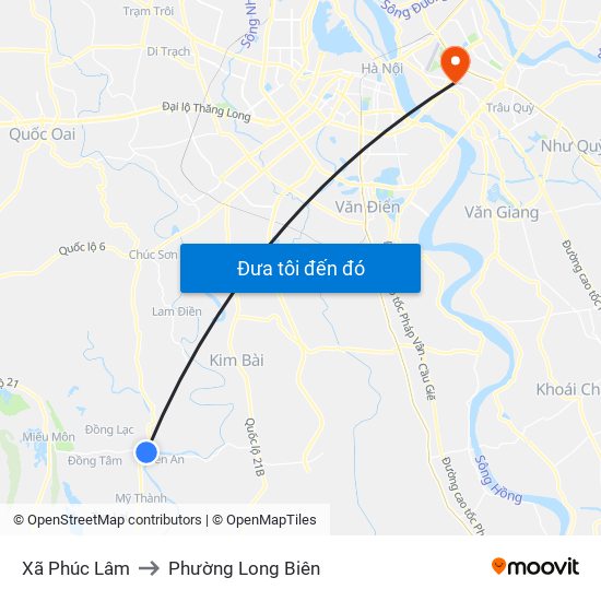 Xã Phúc Lâm to Phường Long Biên map