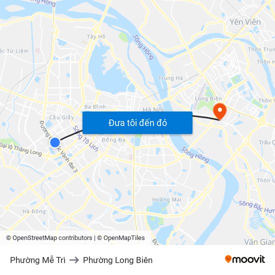 Phường Mễ Trì to Phường Long Biên map