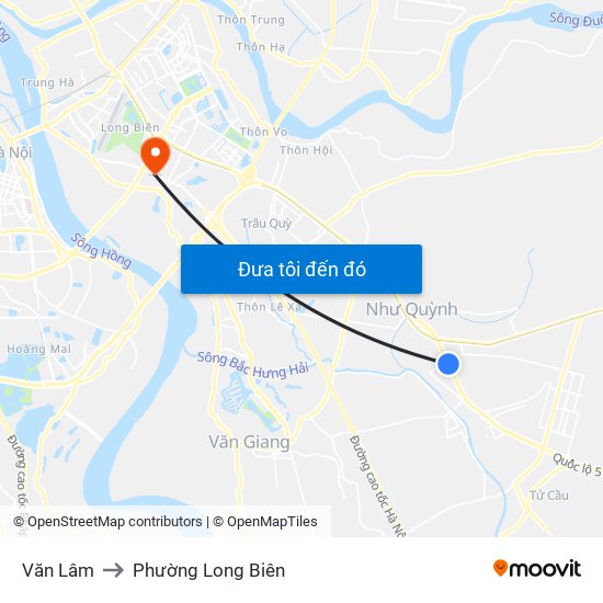 Văn Lâm to Phường Long Biên map