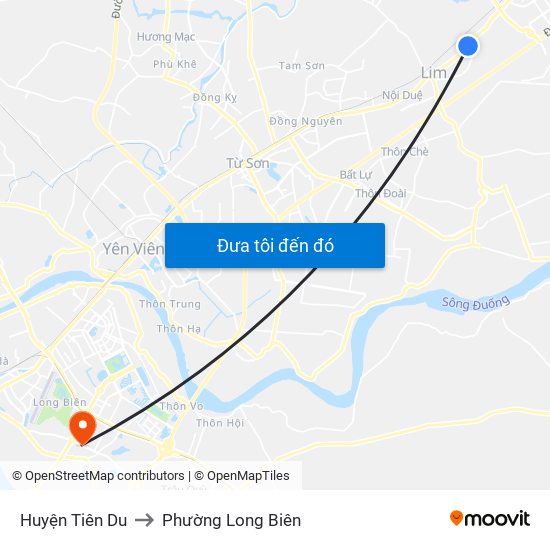 Huyện Tiên Du to Phường Long Biên map