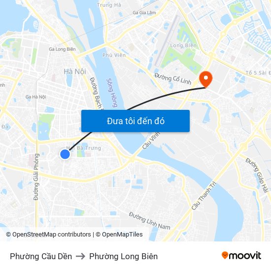 Phường Cầu Dền to Phường Long Biên map