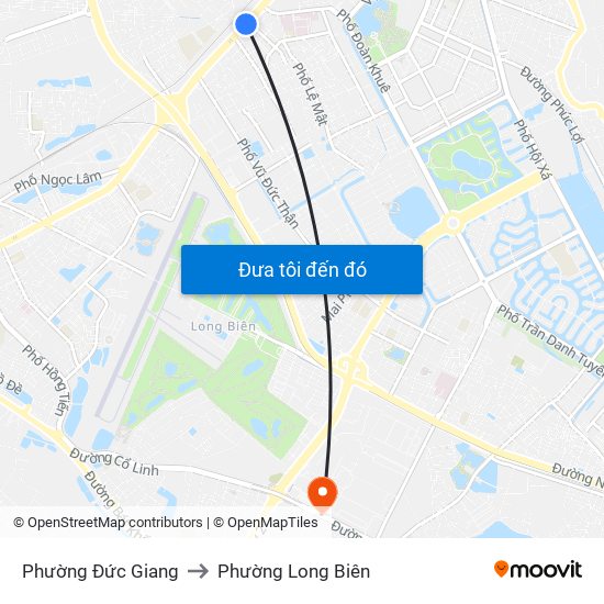 Phường Đức Giang to Phường Long Biên map