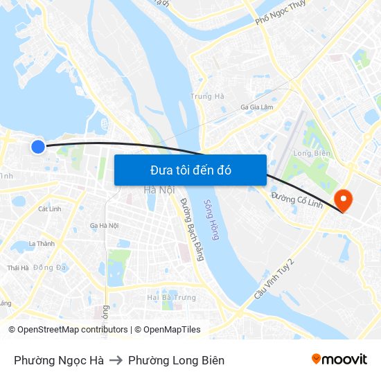 Phường Ngọc Hà to Phường Long Biên map