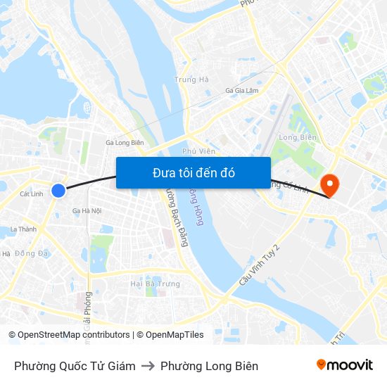 Phường Quốc Tử Giám to Phường Long Biên map