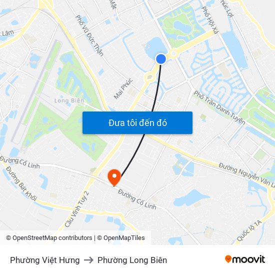 Phường Việt Hưng to Phường Long Biên map