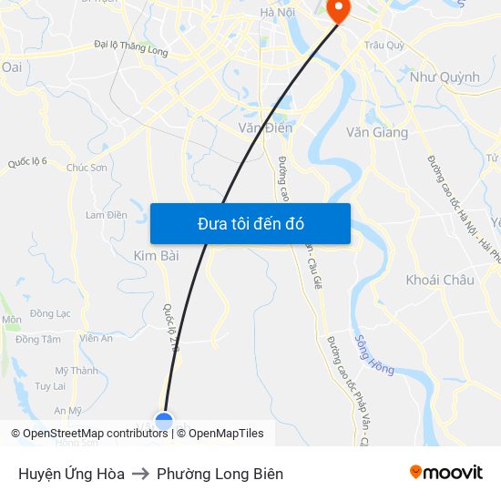 Huyện Ứng Hòa to Phường Long Biên map
