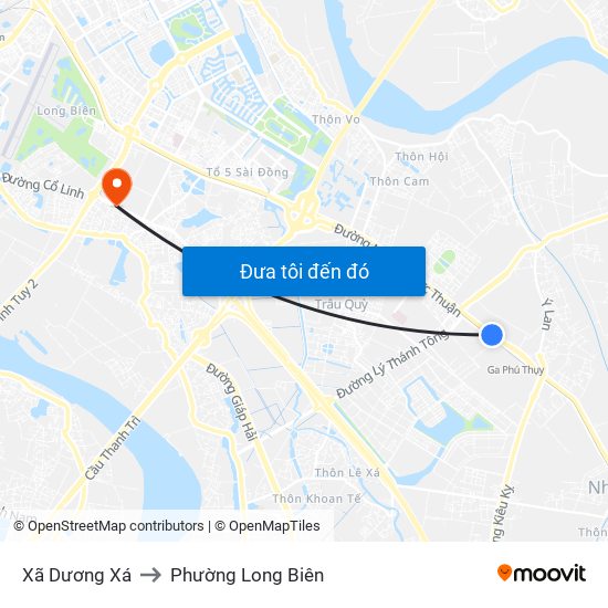 Xã Dương Xá to Phường Long Biên map