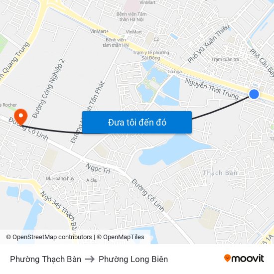 Phường Thạch Bàn to Phường Long Biên map