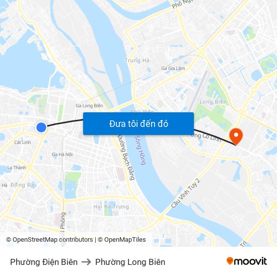 Phường Điện Biên to Phường Long Biên map