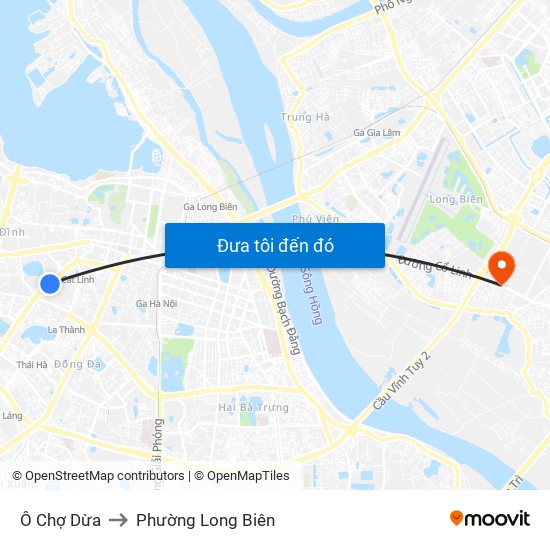 Ô Chợ Dừa to Phường Long Biên map
