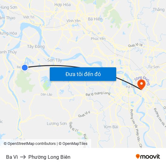 Ba Vì to Phường Long Biên map