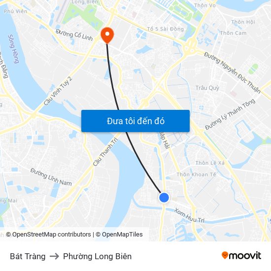 Bát Tràng to Phường Long Biên map