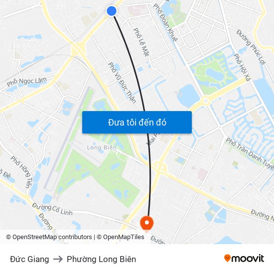 Đức Giang to Phường Long Biên map