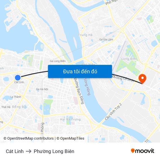 Cát Linh to Phường Long Biên map