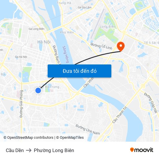 Cầu Dền to Phường Long Biên map