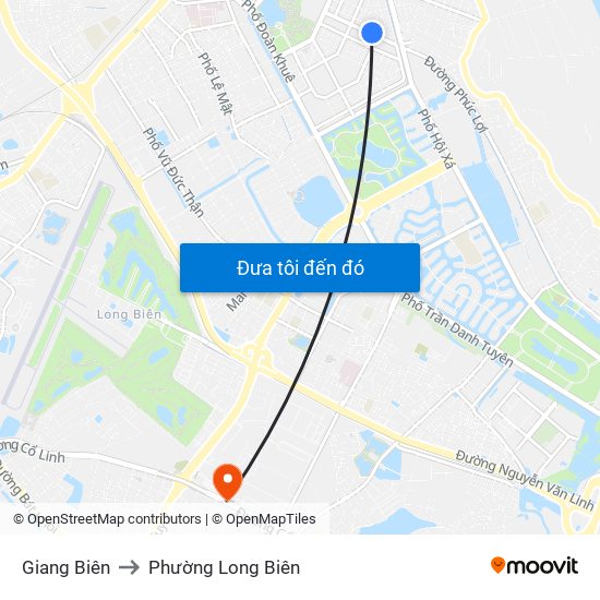 Giang Biên to Phường Long Biên map