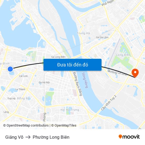 Giảng Võ to Phường Long Biên map