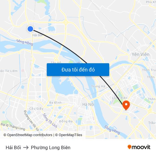 Hải Bối to Phường Long Biên map