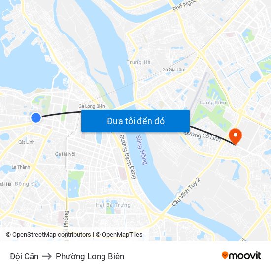 Đội Cấn to Phường Long Biên map