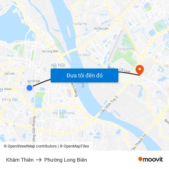 Khâm Thiên to Phường Long Biên map