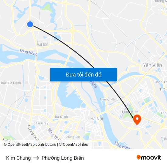 Kim Chung to Phường Long Biên map