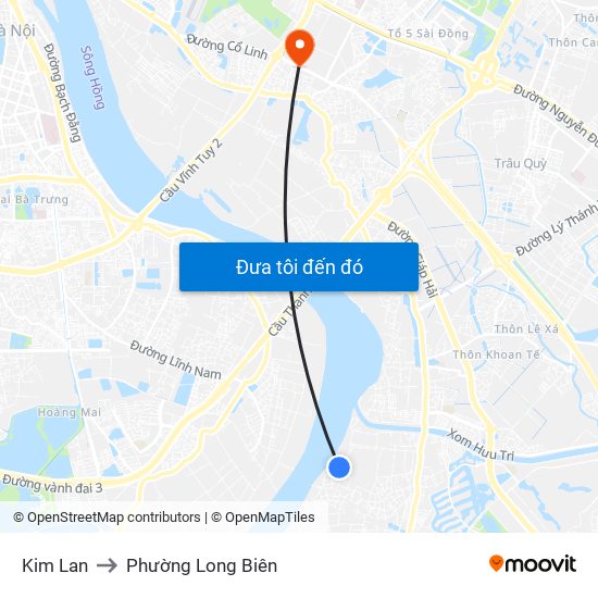 Kim Lan to Phường Long Biên map