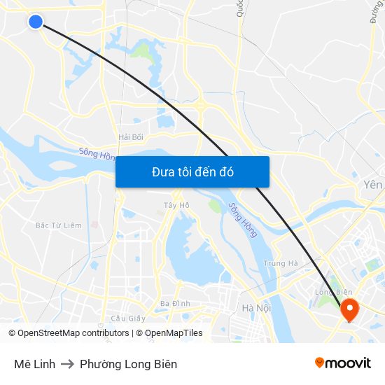 Mê Linh to Phường Long Biên map