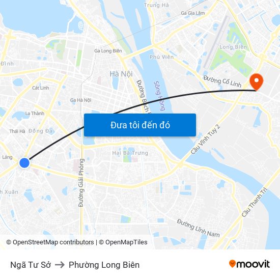 Ngã Tư Sở to Phường Long Biên map