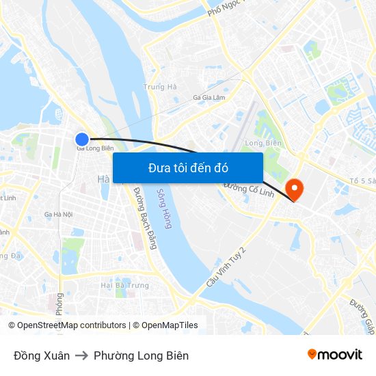 Đồng Xuân to Phường Long Biên map
