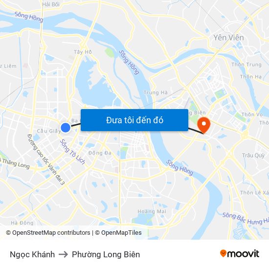 Ngọc Khánh to Phường Long Biên map