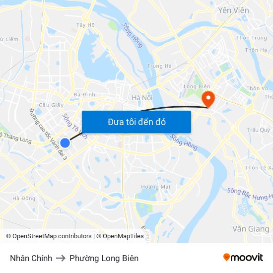 Nhân Chính to Phường Long Biên map