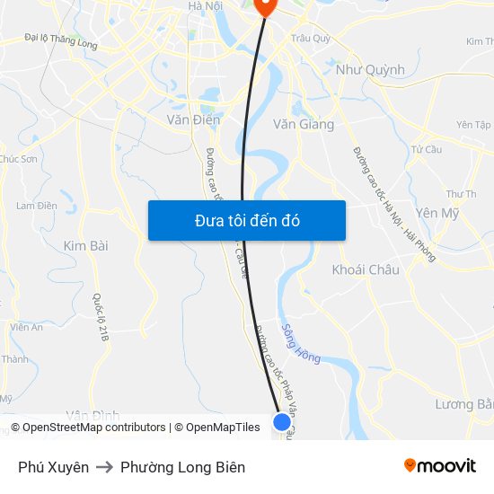 Phú Xuyên to Phường Long Biên map