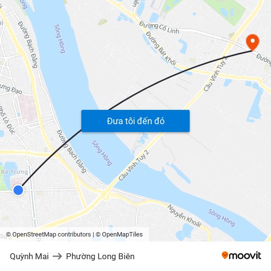 Quỳnh Mai to Phường Long Biên map